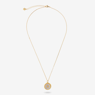 Collana Catena Rolo e Pendente in Madreperla Lavorato con Stella e Cubic Zirconia