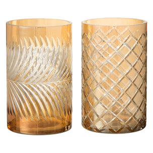 J-Line photophore Diamant - verre - or - large - 2 pcs