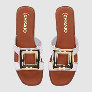 Sandalias de Piel - Blanco - Tacón: Bajo