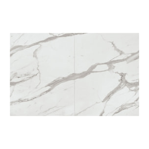 Tavolo LIPARI in legno, finitura bianco statuario e base bianca, allungabile 140x90 cm - 220x90 cm