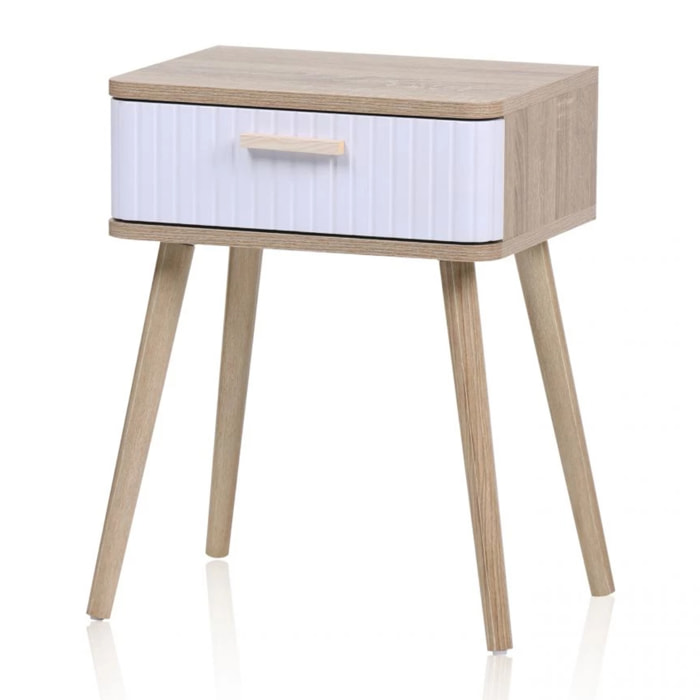 Mesita de noche Bulan Blanco - Roble