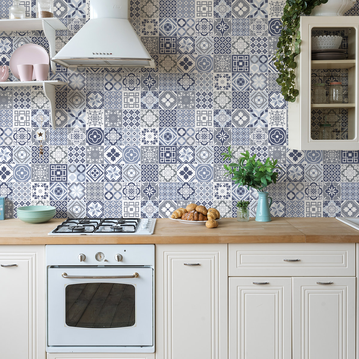 Stickers muraux - Sticker Mural Carrelage adhésif Cuisine Salle de Bain - 60 STICKERS CARRELAGES TALISIA