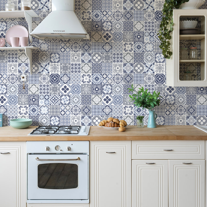 Stickers muraux - Sticker Mural Carrelage adhésif Cuisine Salle de Bain - 60 STICKERS CARRELAGES TALISIA