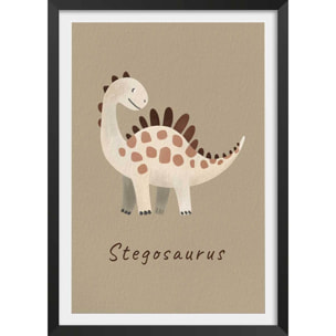 Affiche enfant stegosaurus  Affiche + cadre en bois - Noir