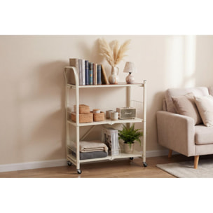 Carito de almacenaje plegable de 3 estantes con ruedas color blanco