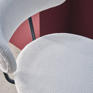 Lot de deux tabourets de bar assise rotative métal noir et tissu blanc - L 50 x P 50 x H 92cm - Iris