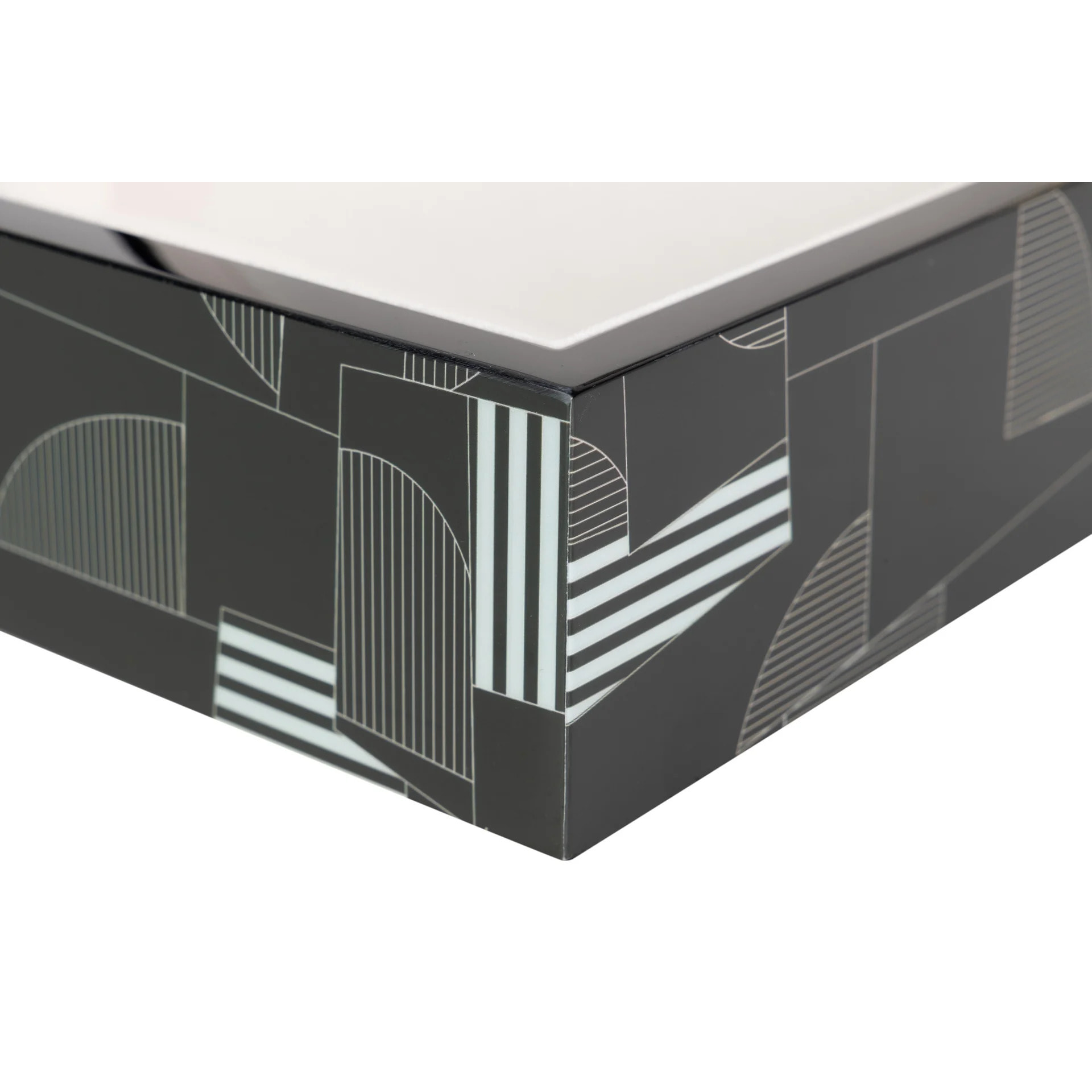 Caja Mdf Negro Gris  28x18x10 Cm