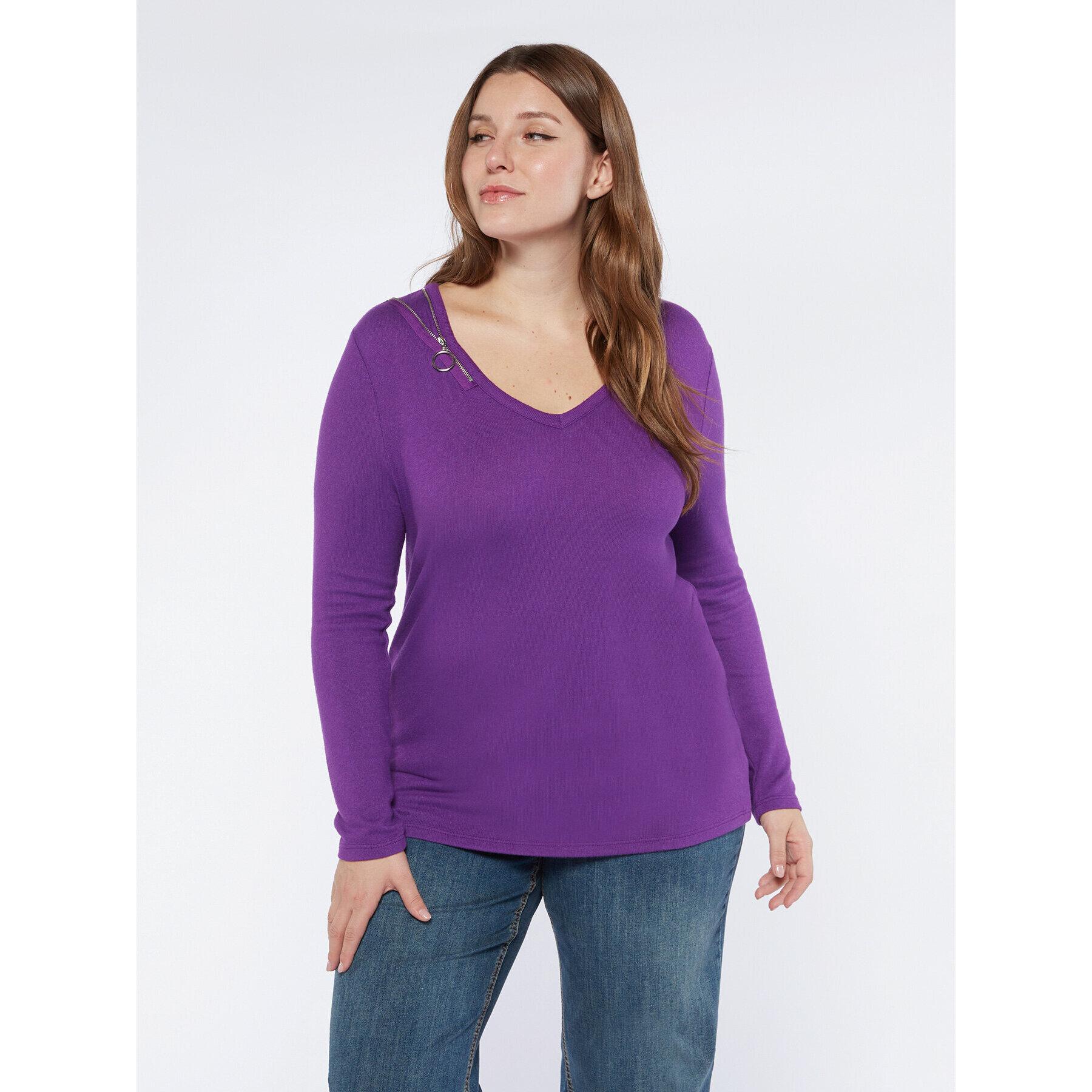 Fiorella Rubino - Camiseta de punto con cremallera lateral - Violeta