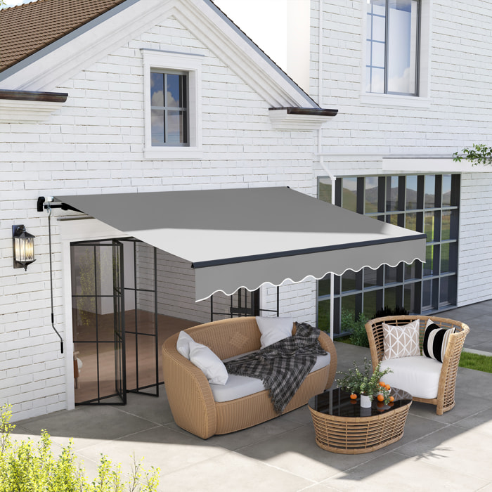 Toldo Manual Retráctil 360x220 cm Toldo para Balcón con Manivela de Aluminio 3 Brazos y Protección UV30+ Toldo Enrollable de Exterior para Jardín Terraza Ventanas Gris