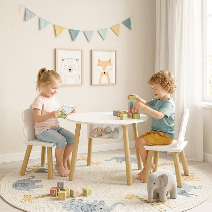 Ensemble table chaises enfant style nordique avec rangement