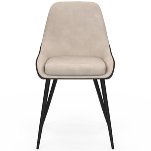 Chaises Ornella bi-matière taupe et marron pieds métal noirs - lot de 4