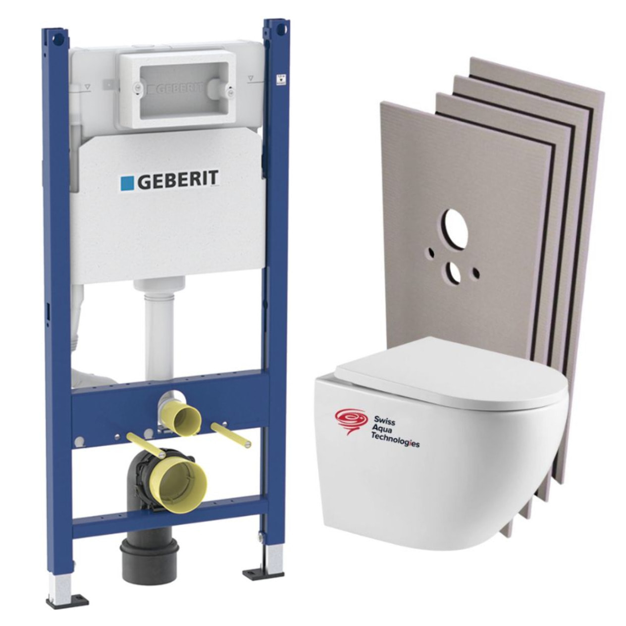 Pack bâti-support Duofix + Plaque de commande + Fixations murales + WC suspendu + Set de montage (FUSIONTQGEB3-SABO)
