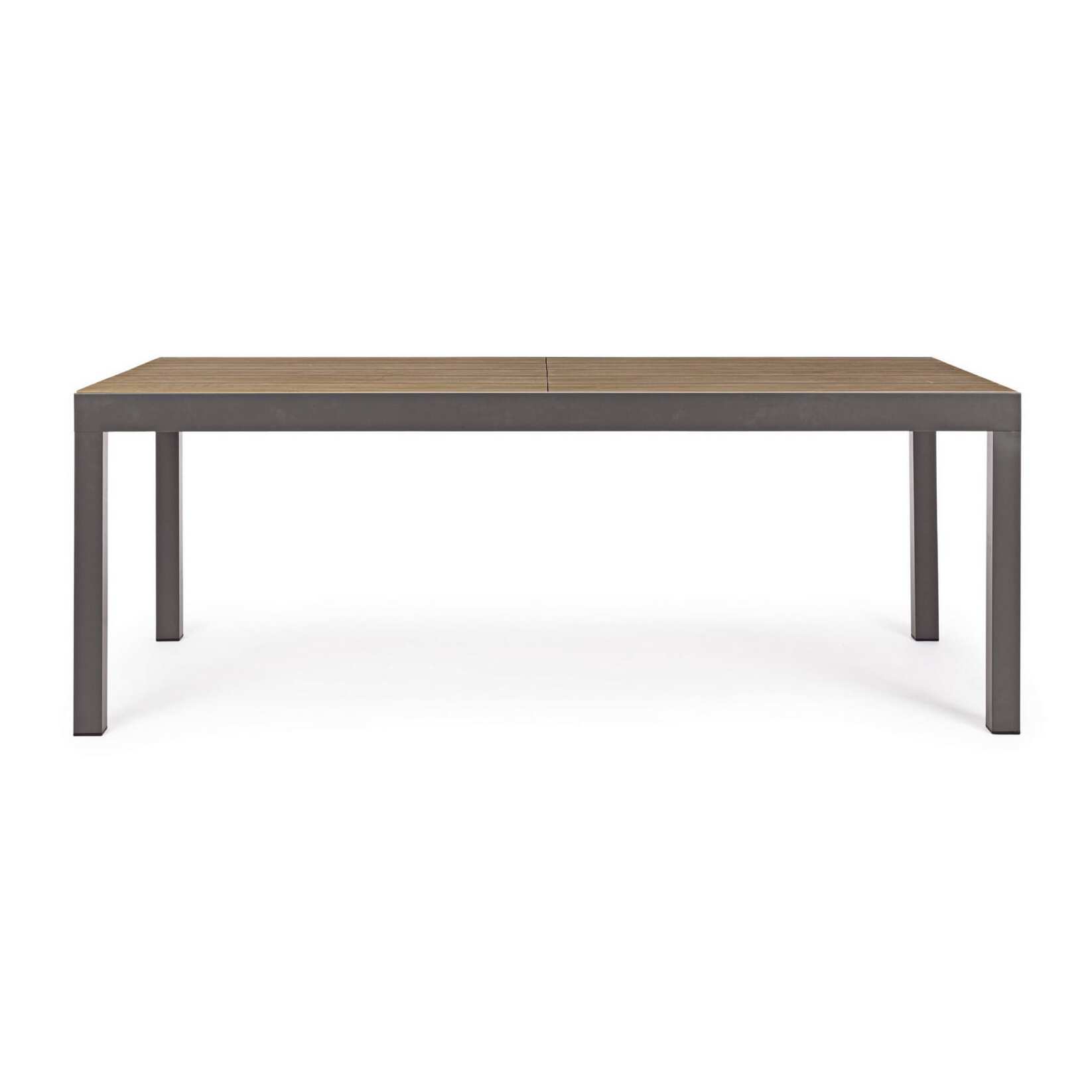 Tavolo allungabile da giardino ELIAS con piano color teak e struttura in alluminio antracite, 200×95 – 300×95 cm