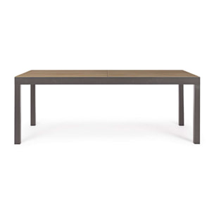Tavolo allungabile da giardino ELIAS con piano color teak e struttura in alluminio antracite, 200×95 – 300×95 cm