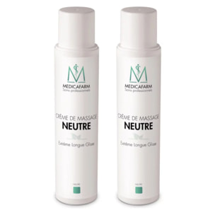 MEDICAFARM - Crème de massage neutre extrême longue glisse - Très bonne glisse - Texture hydrosoluble - Lot de 2 crèmes