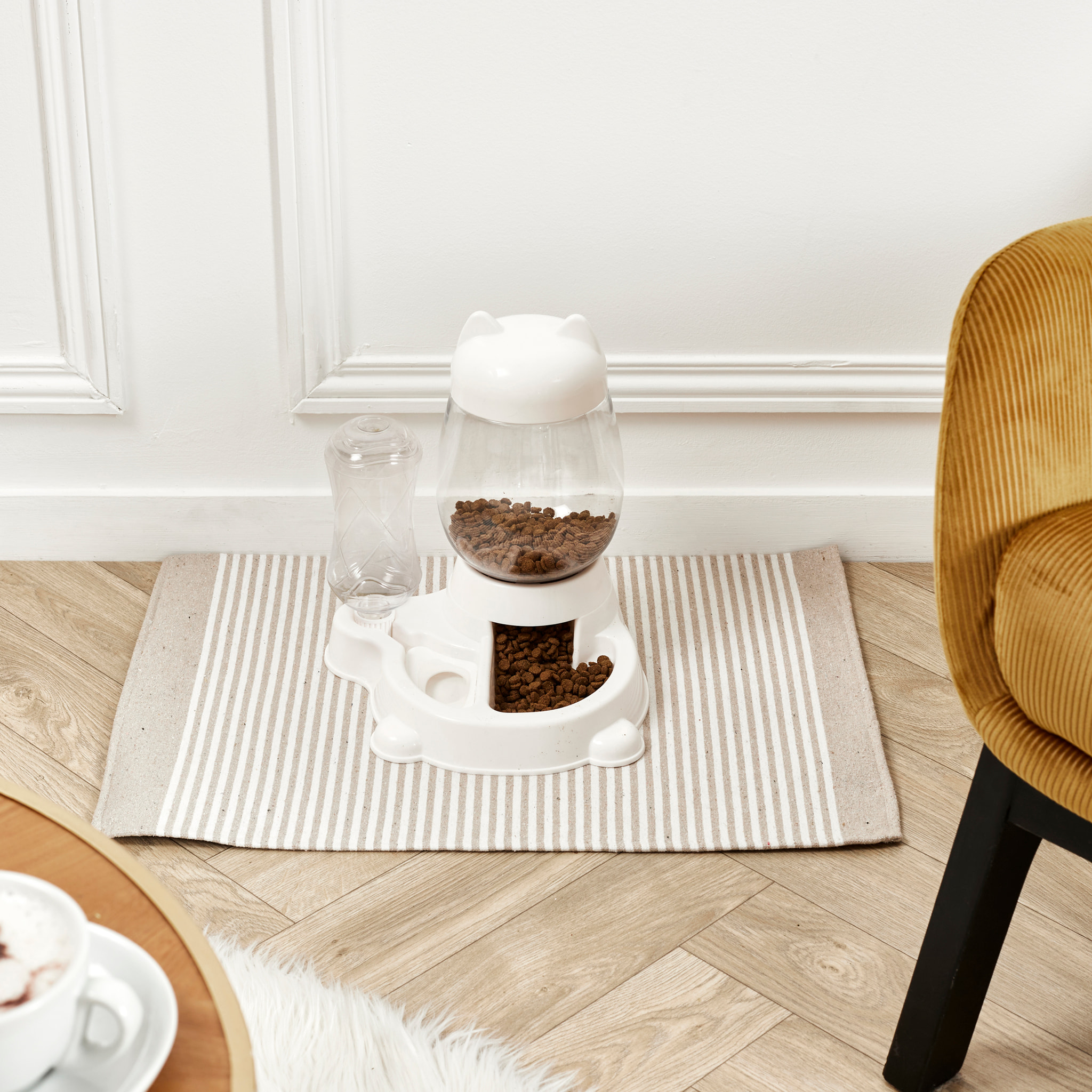 Distributeur d'eau et croquettes - THE CONCEPT FACTORY - Ergonomique - Surélevé - Blanc