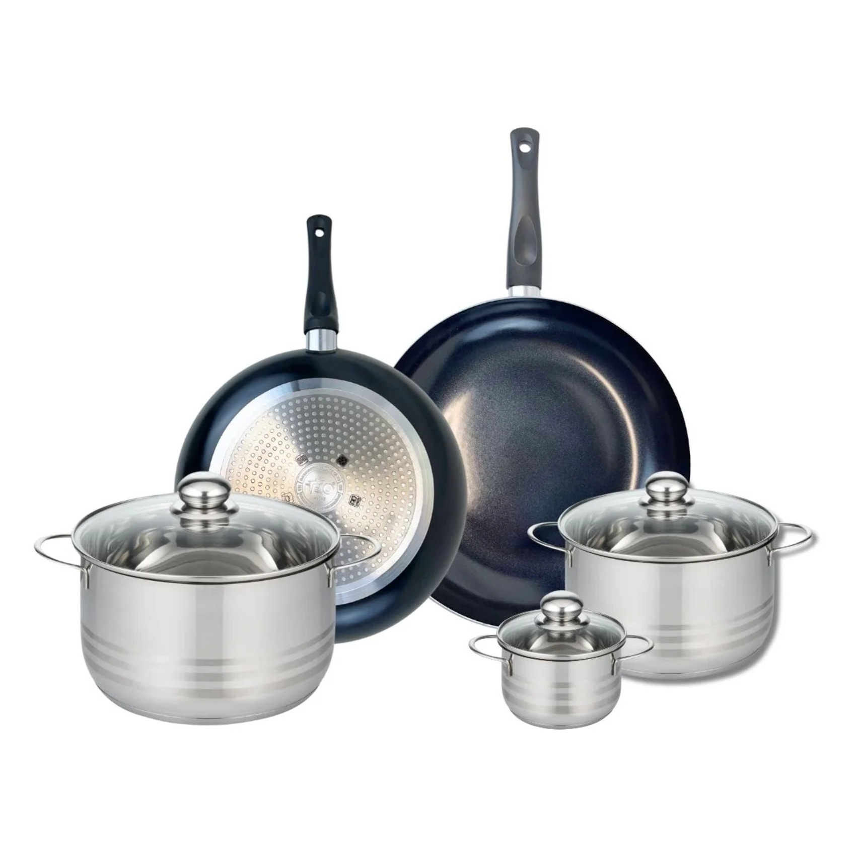 Ensemble de 2 Poêles de cuisson 28 et 32 cm et 3 faitouts 12, 20 et 24 cm Elo Prima Brillant