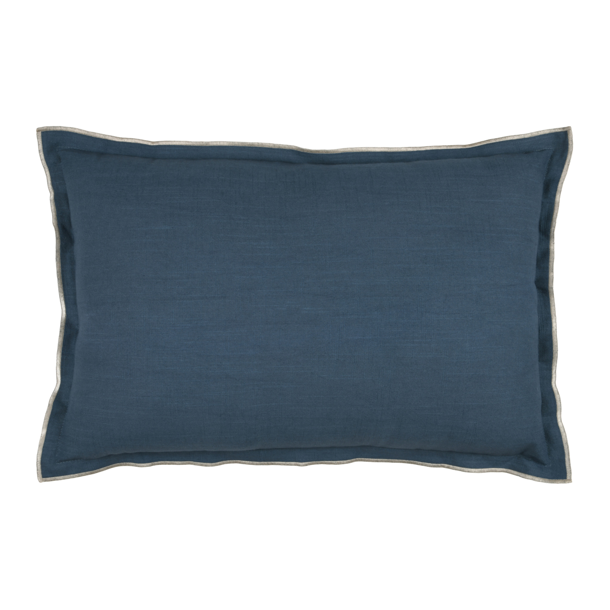 Coussin coton volant plat feston noir - Bleu
