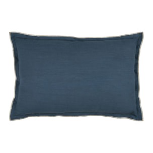 Coussin coton volant plat feston noir - Bleu