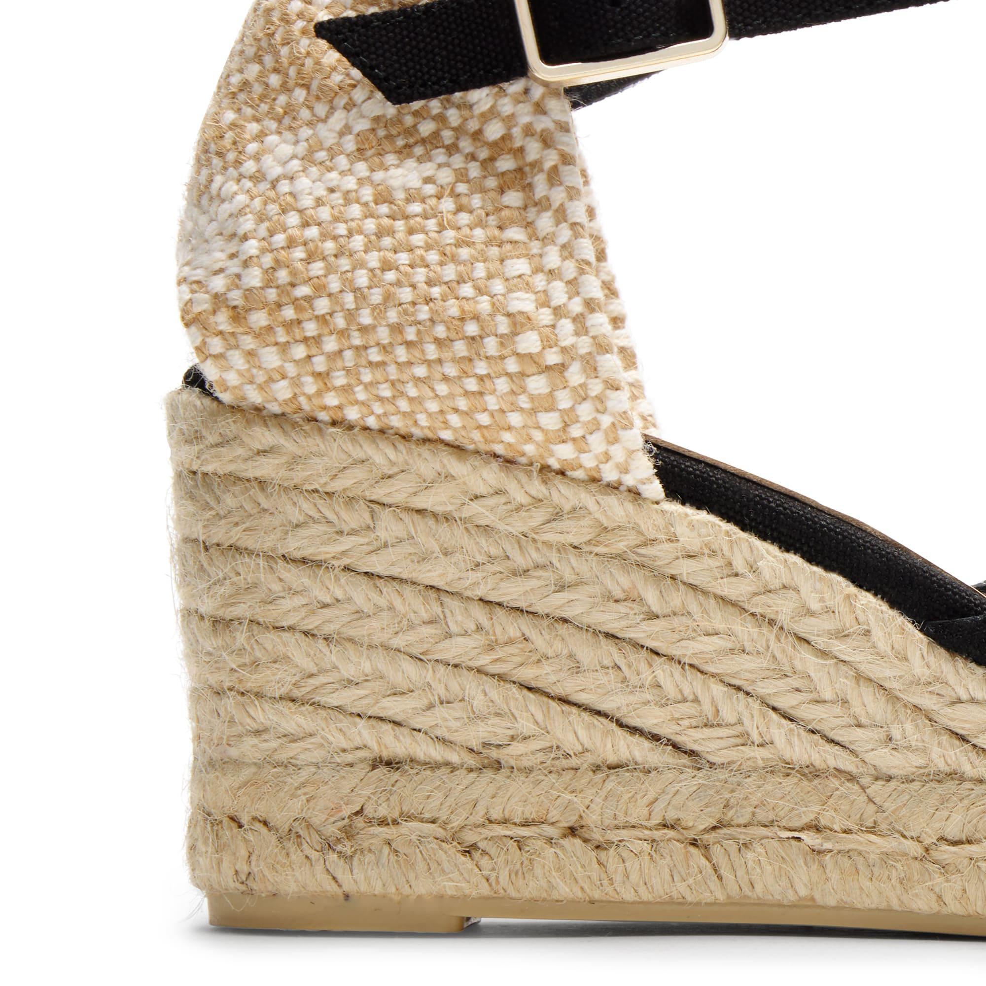 Alpargatas de cuña de mujer Carol en algodón orgánico, cierre lateral de pulsera con hebilla metálica