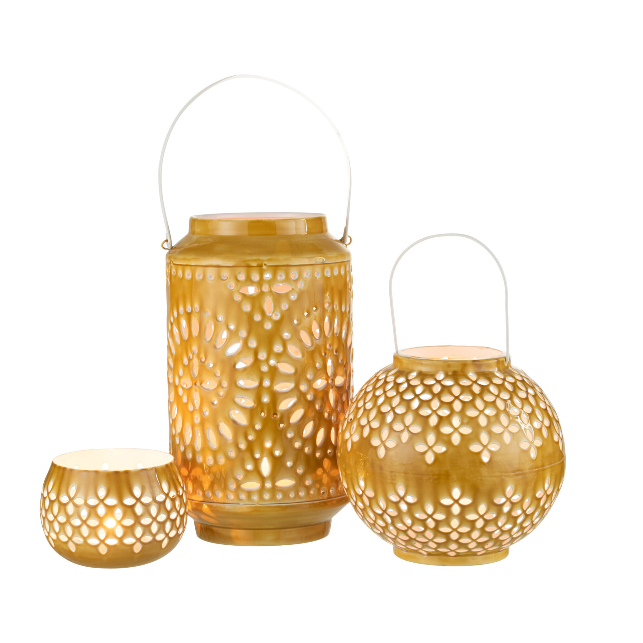 J-Line lanterne Haute Perforé - fer - ocre