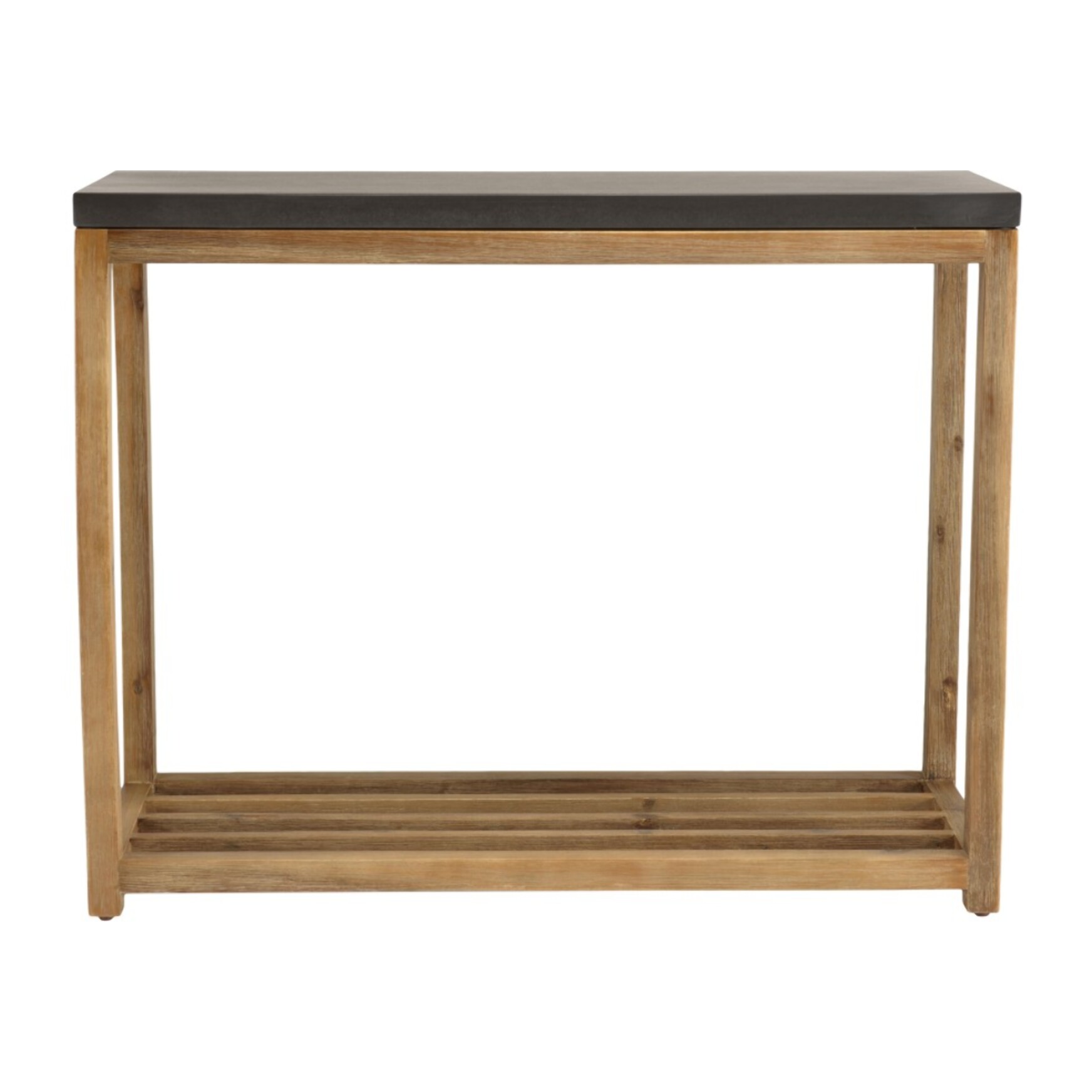 HECTOR - Console rect. GM double plateau effet béton foncé et acacia