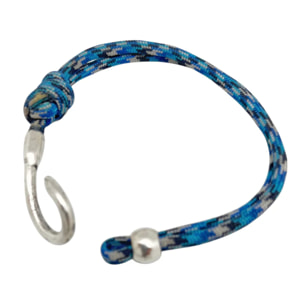 Pulsera garfio paracord en azul y plata