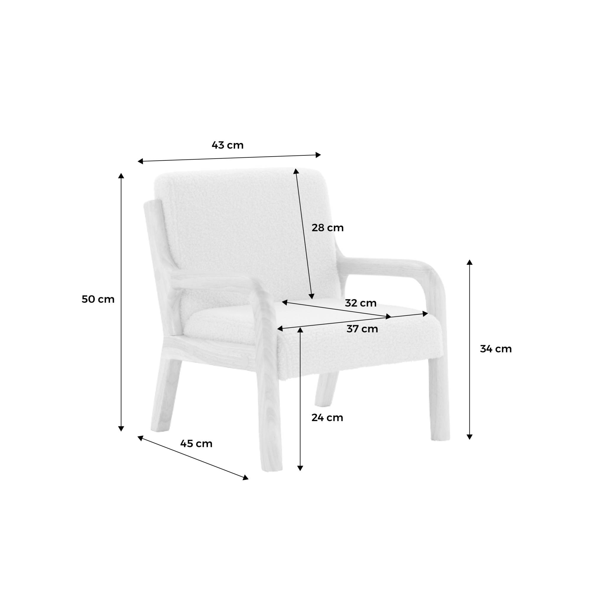 Fauteuil scandinave enfant en bois et tissu bouclette rose