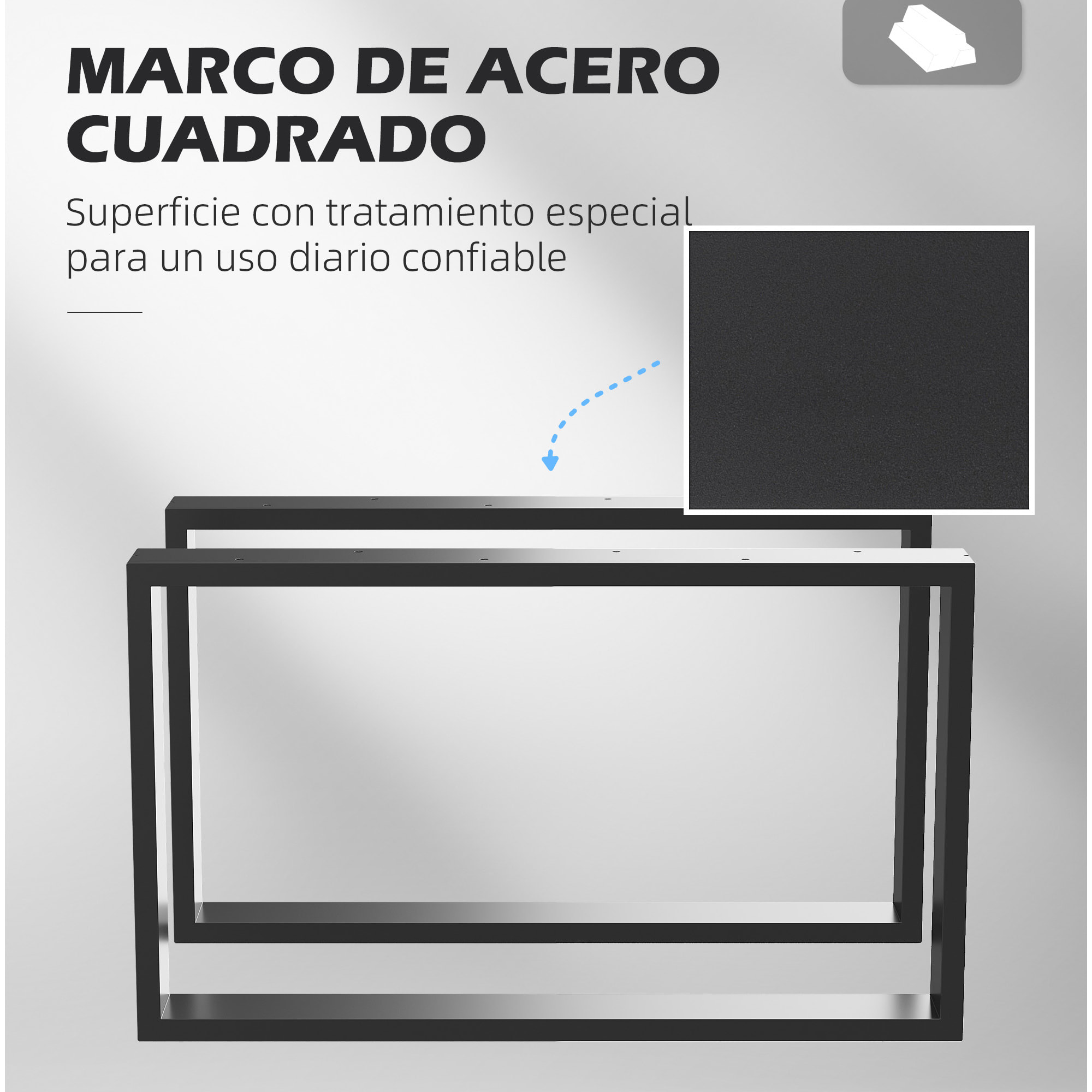 Juego de 2 Patas de Mesa de Acero 70x41 cm Patas Rectangulares de Mesa para Muebles de Bricolaje Estilo Industrial con Tornillos y Protectores de Suelo Negro