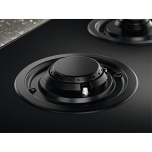 Plaque gaz ELECTROLUX KGG643753K - 4 foyers Verre Noir et Grilles Fonte