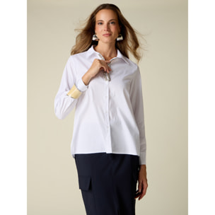 Oltre - Camicia in popeline con applicazioni gioiello - Bianco
