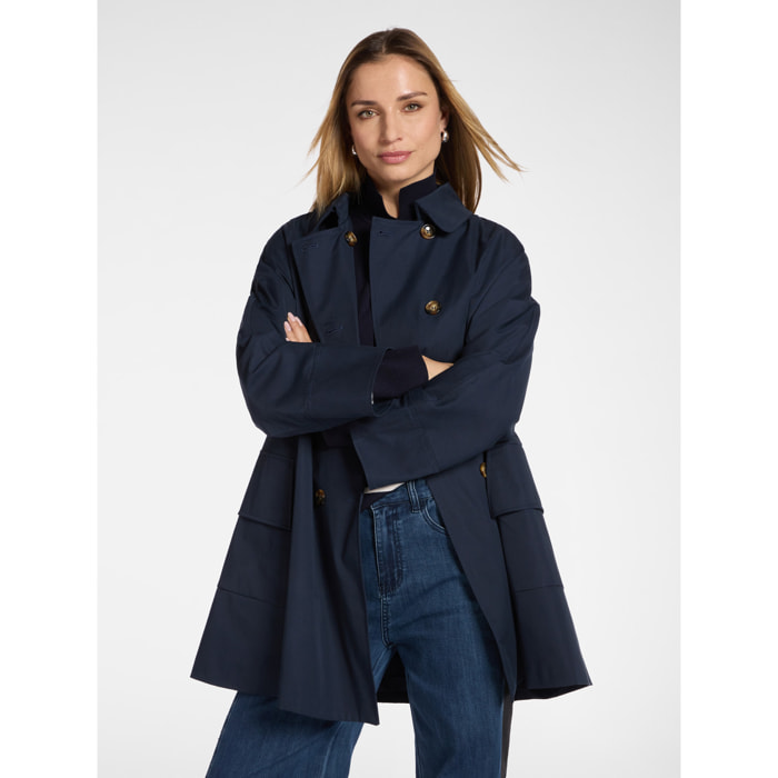 Elena Mirò - Trench doppiopetto in gabardine - Blu