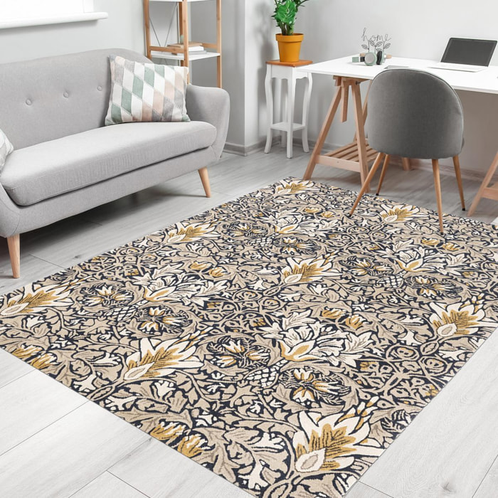 Tapis salon et chambre fait à la main en laine motif floral ULCI