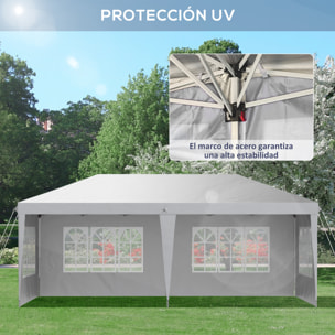 Carpa Plegable 6x3 m con 4 Laterales Desmontables Cenador de Jardín con 4 Ventanas Visibles y Bolsa de Transporte para Patio Terraza Blanco