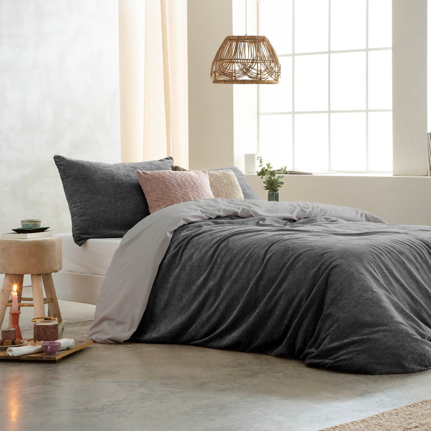 Funda nórdica velvet gris
