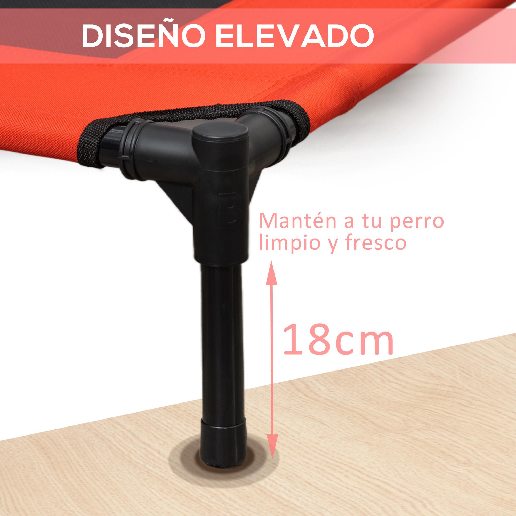 Cama Elevada para Perros Cama de Mascotas con Malla Transpirable y Tela Oxford para Exterior Interior Aire Libre Jardín Terraza 91,5x76,2x18 cm Rojo