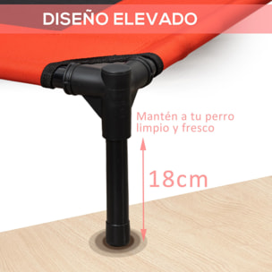 Cama Elevada para Perros Cama de Mascotas con Malla Transpirable y Tela Oxford para Exterior Interior Aire Libre Jardín Terraza 91,5x76,2x18 cm Rojo