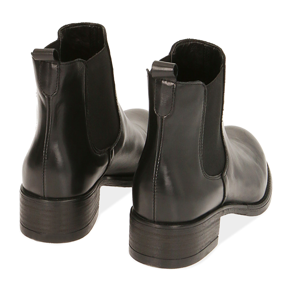 Chelsea boots neri in pelle, tacco 4 cm