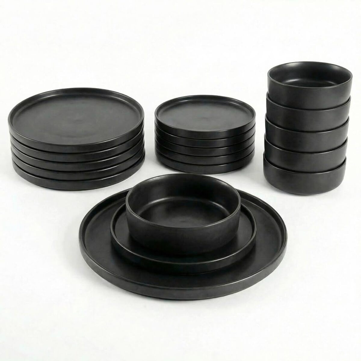 Set 18 Piatti in Ceramica, lavabile in lavastoviglie e adatto a microonde, Intrecci