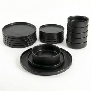 Set 18 Piatti in Ceramica, lavabile in lavastoviglie e adatto a microonde, Intrecci