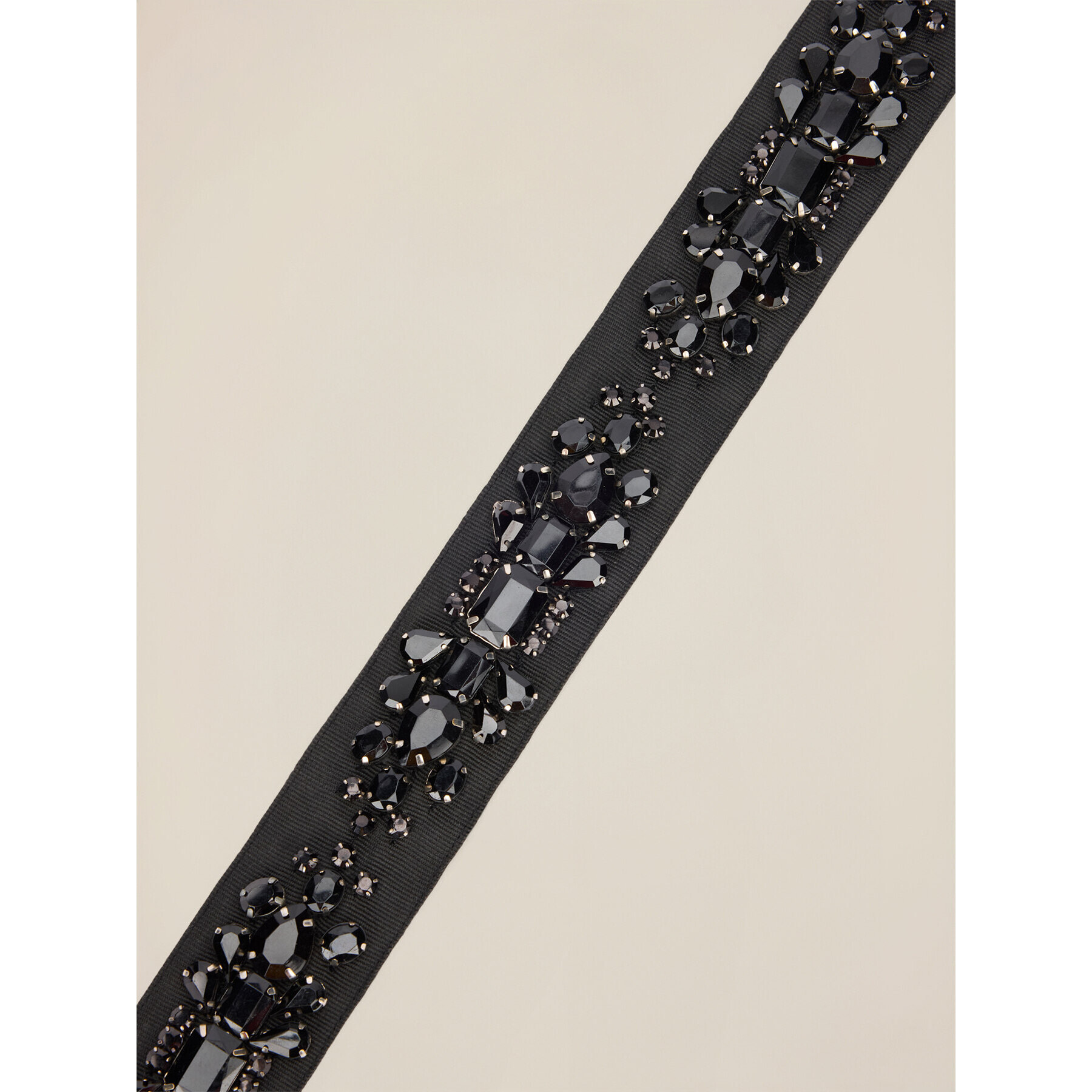 Oltre - Cintura in gros grain con castoni - Nero