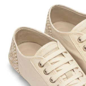 Sneaker Lexi plana en algodón con talonera de yute y cierre de cordones