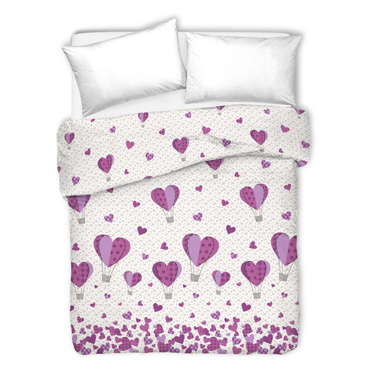 Copriletto di cotone mongolfiera rosa