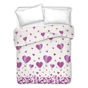 Copriletto di cotone mongolfiera rosa