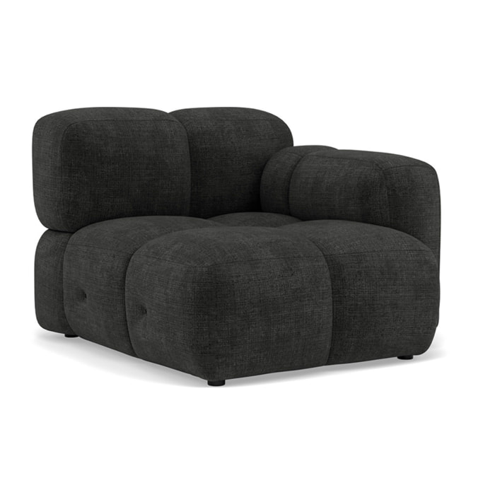 Grace - module d'assise droit en velours texturé - Gris Anthracite