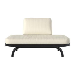 Fauteuil de jardin 2 places blanc cassé et pieds en métal noir - Samba