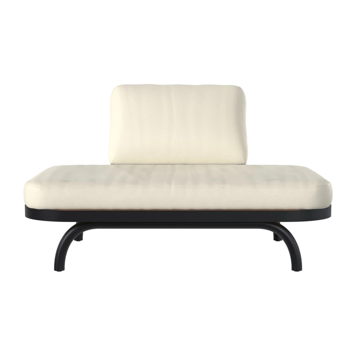 Fauteuil de jardin 2 places blanc cassé et pieds en métal noir - Samba