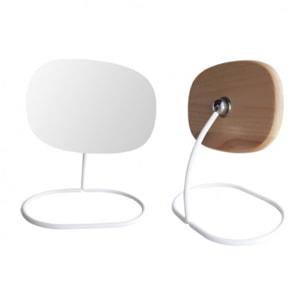 Lot de 2 petits miroirs sur pied inclinables/détachables en bois et métal - ZOOM