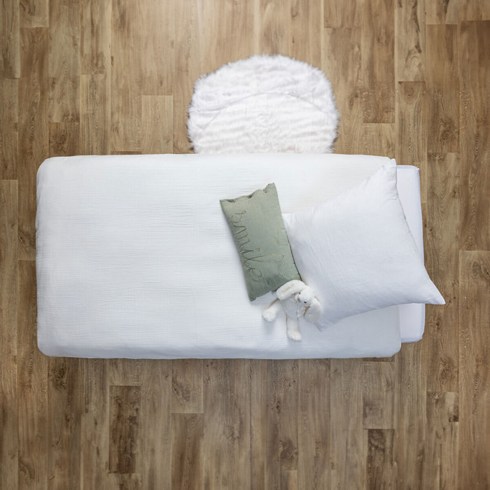 Parure de lit 140x200cm gaze de coton blanc