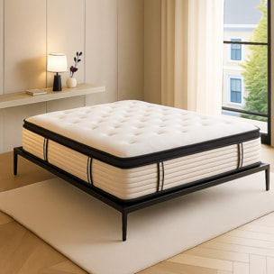 Lit design style industriel noir à lattes larges